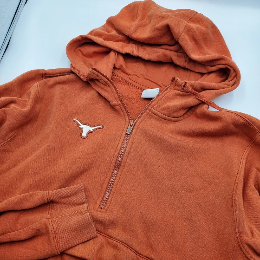 Nike Texas Longhorns Campus Collection Burnt Orange 1/4 Zip Hoodie Mens M Flaws